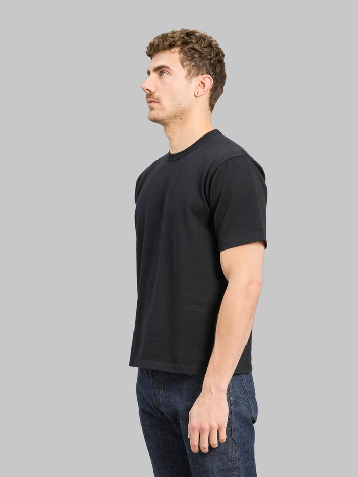 The Flat Head 20oz Ultra Heavyweight Loopwheel TShirt Black side look