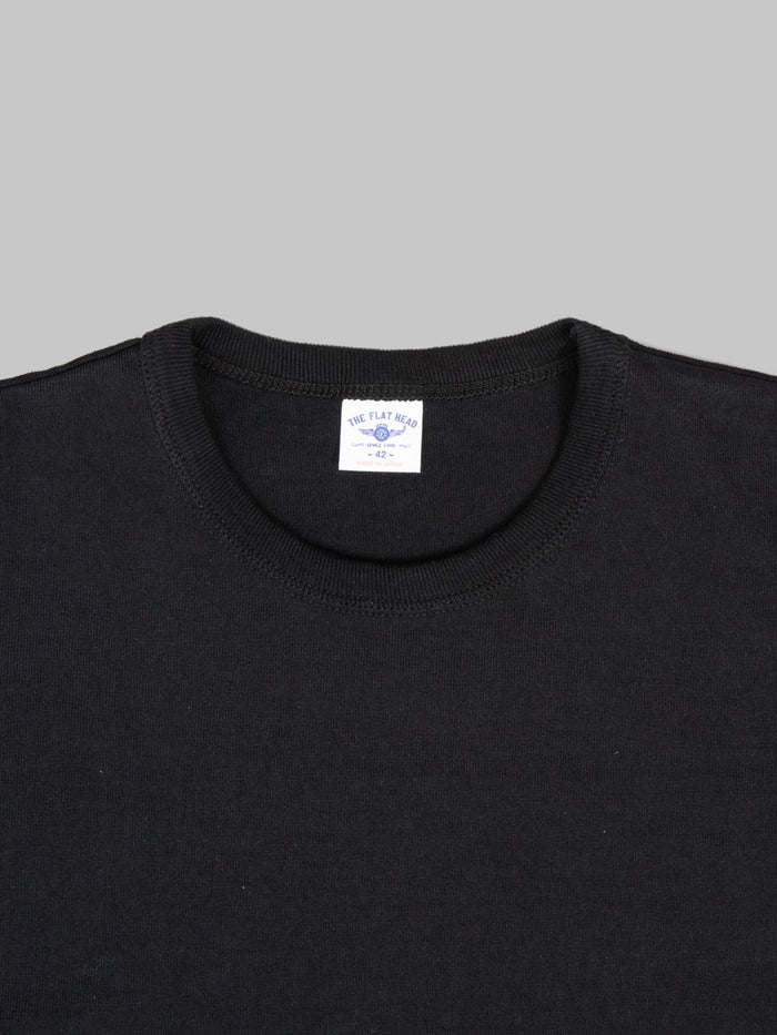 The Flat Head 20oz Ultra Heavyweight Loopwheel TShirt Black collar