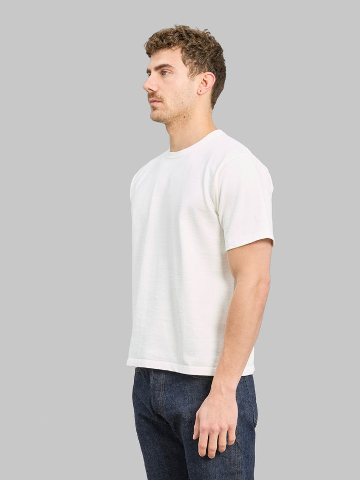 The Flat Head 20oz Ultra Heavyweight Loopwheel TShirt White side fit