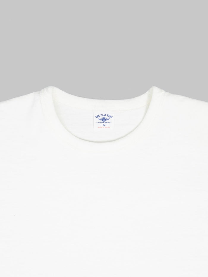 The Flat Head 20oz Ultra Heavyweight Loopwheel TShirt White collar