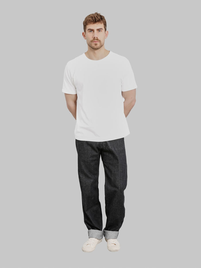 The Flat Head DB004 12.5oz Wide Tapered Jeans Black styled