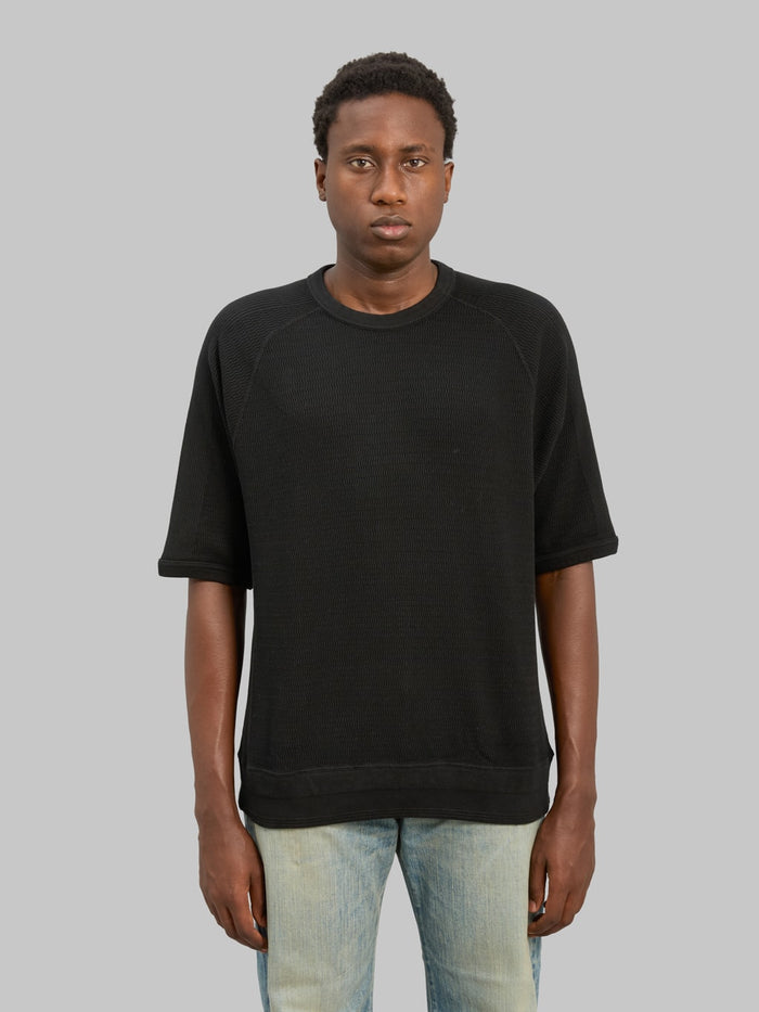 The Flat Head FN-THW-002 Raglan Sleeve Thermal T-Shirt Black