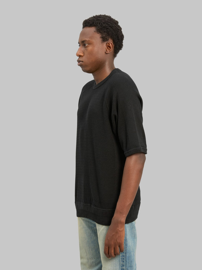 The Flat Head FN-THW-002 Raglan Sleeve Thermal T-Shirt Black