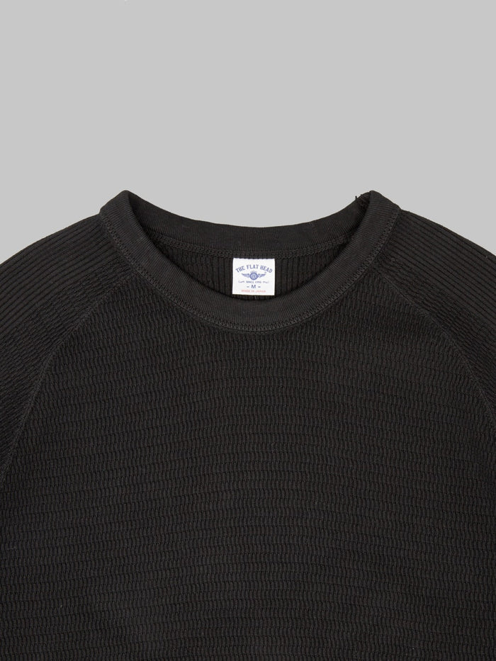 The Flat Head FN-THW-002 Raglan Sleeve Thermal T-Shirt Black