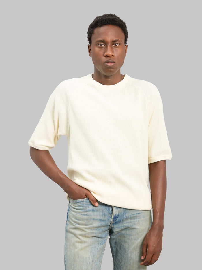 The Flat Head FN-THW-002 Raglan Sleeve Thermal T-Shirt Ivory