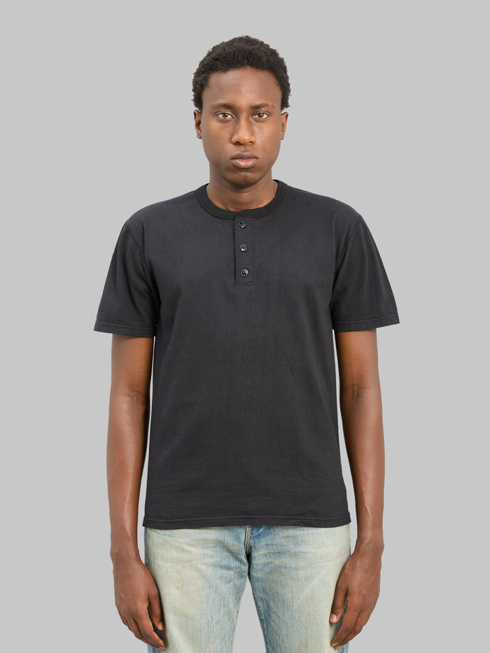 The Flat Head FN-TSH-003 Henley T-Shirt Black