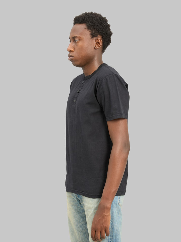 The Flat Head FN-TSH-003 Henley T-Shirt Black