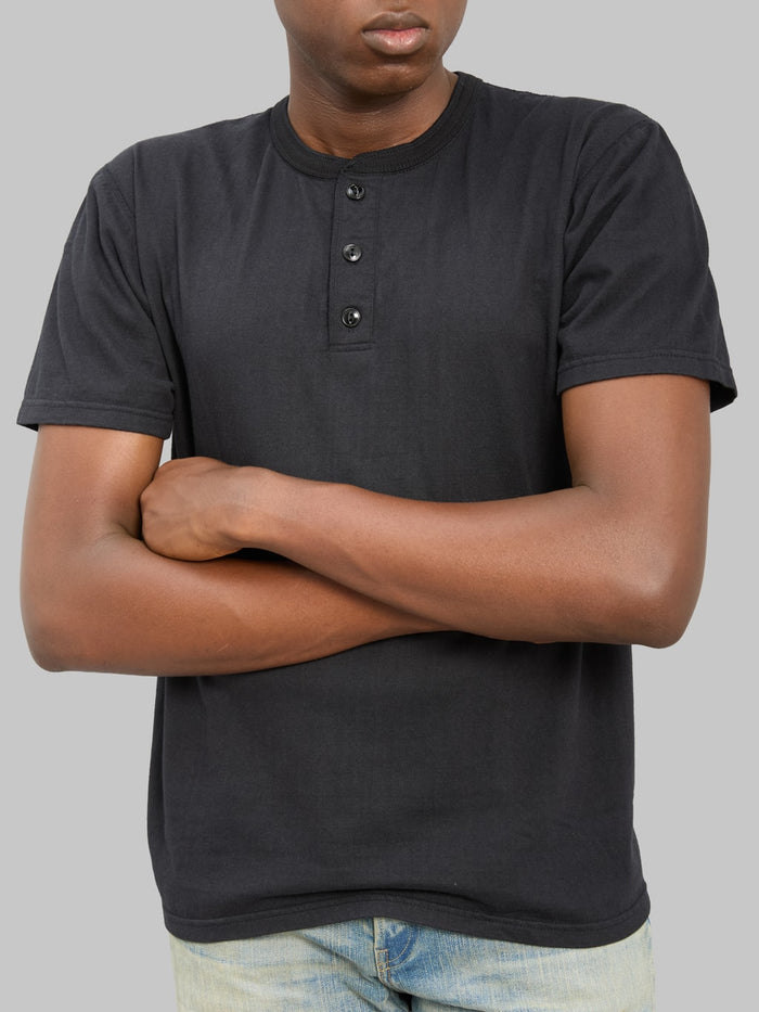 The Flat Head FN-TSH-003 Henley T-Shirt Black