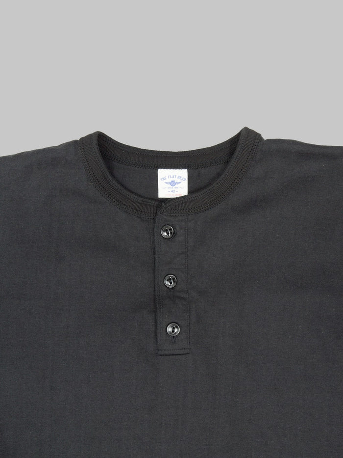 The Flat Head FN-TSH-003 Henley T-Shirt Black