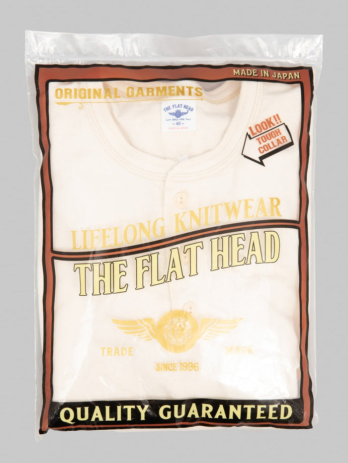 The Flat Head FN-TSH-003 Henley T-Shirt Natural