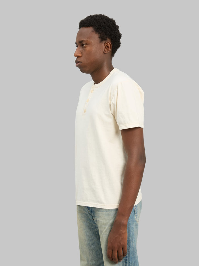 The Flat Head FN-TSH-003 Henley T-Shirt Natural