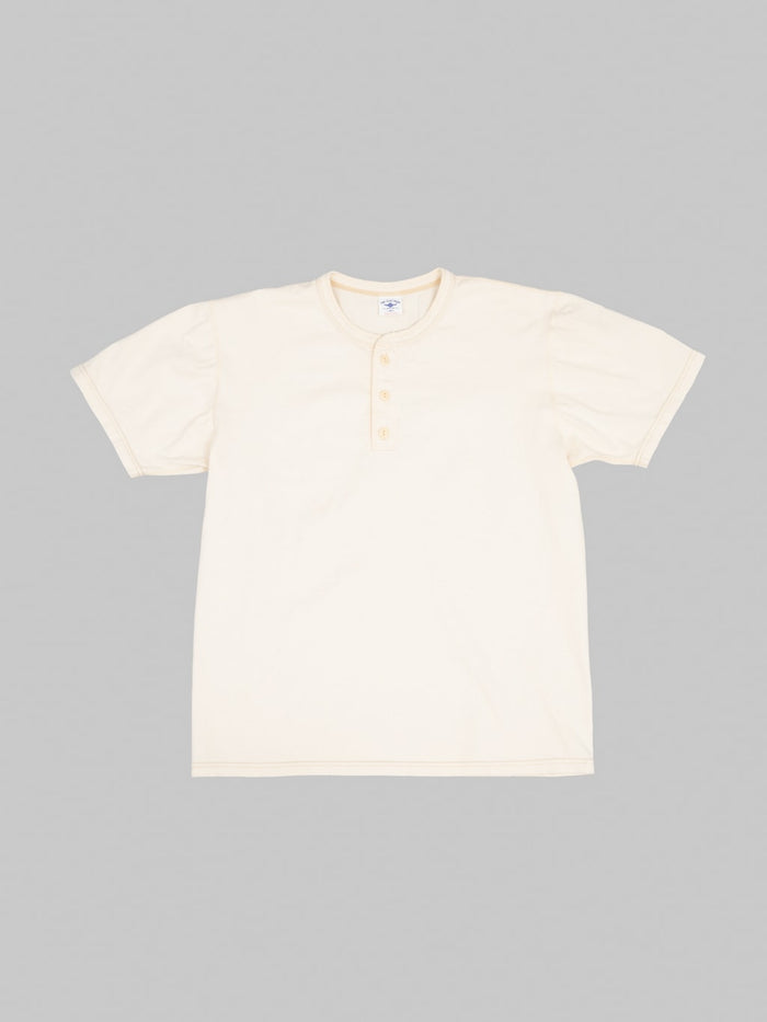 The Flat Head FN-TSH-003 Henley T-Shirt Natural