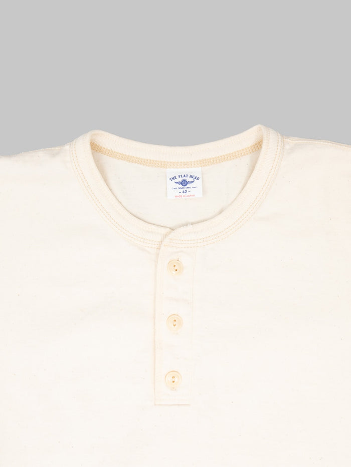 The Flat Head FN-TSH-003 Henley T-Shirt Natural