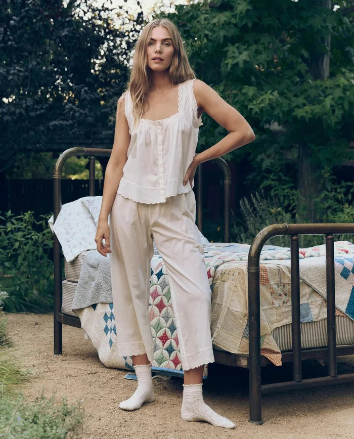 The Great - Easy Sleep Eyelet Pant True White - Kalifornia Jean Bar