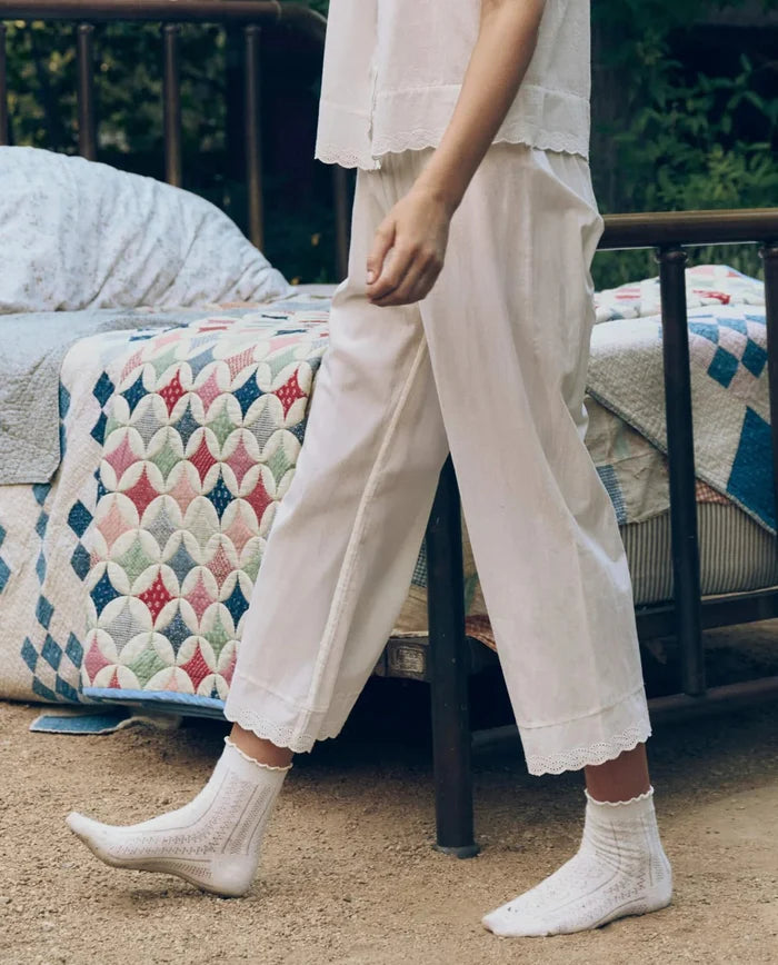 The Great - Easy Sleep Eyelet Pant True White - Kalifornia Jean Bar