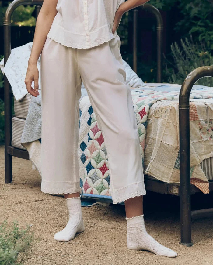The Great - Easy Sleep Eyelet Pant True White - Kalifornia Jean Bar
