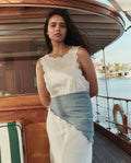 The Great - Faded Indigo Scalloped Bandana - Kalifornia Jean Bar