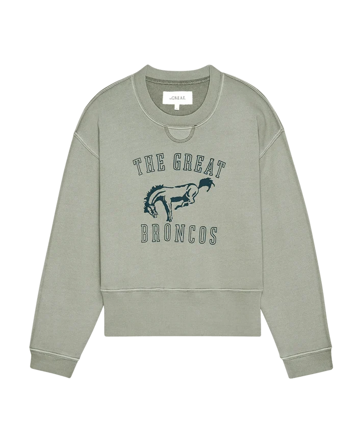 The Great - Smoke Green Bucking Bronco League Sweatshirt - Kalifornia Jean Bar