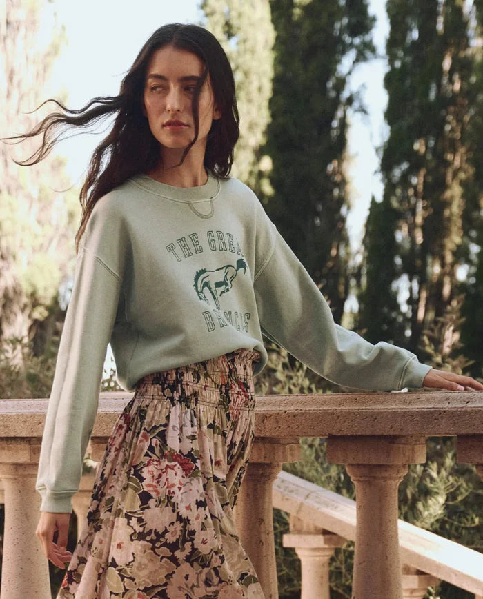 The Great - Smoke Green Bucking Bronco League Sweatshirt - Kalifornia Jean Bar