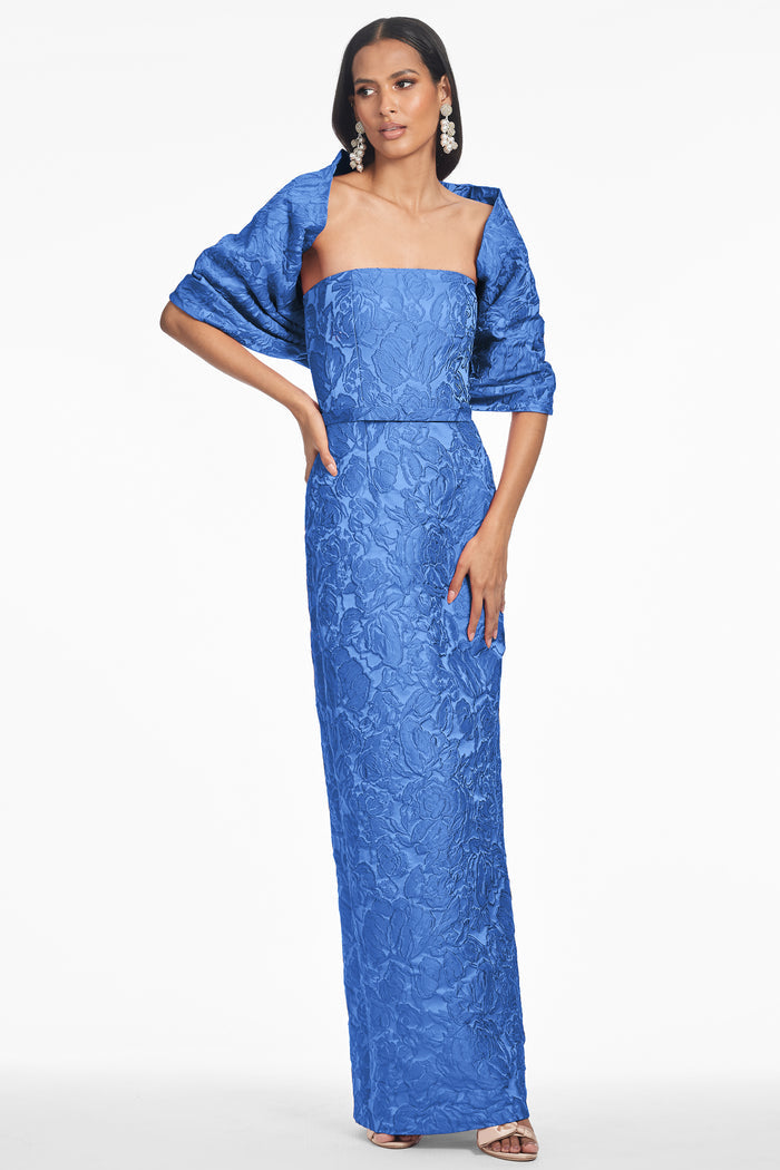 THE HUG ROYAL BLUE JACQUARD SHAWL