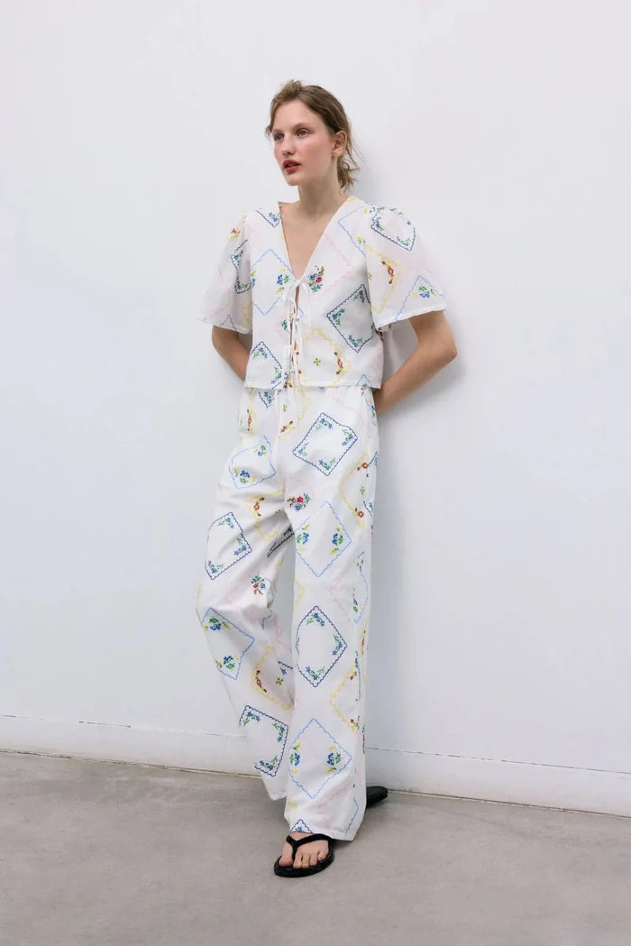 The New Society - Jacinthe Pant Multicolor Embroidery - Kalifornia Jean Bar