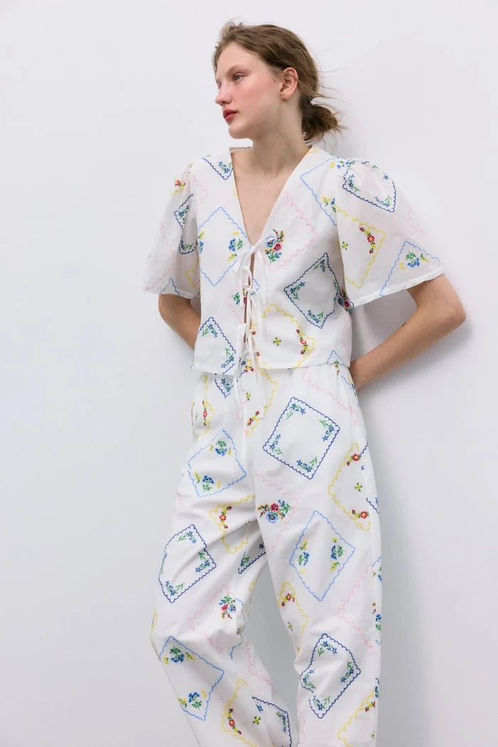 The New Society - Jacinthe Pant Multicolor Embroidery - Kalifornia Jean Bar