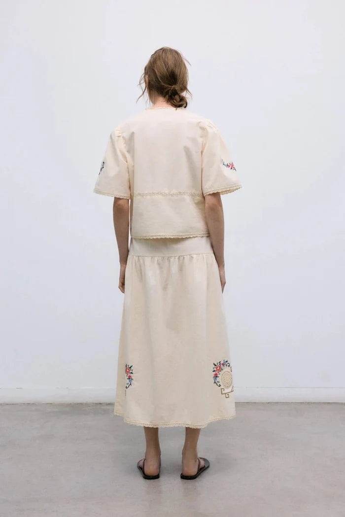 The New Society - Narcise Skirt Ecru - Kalifornia Jean Bar