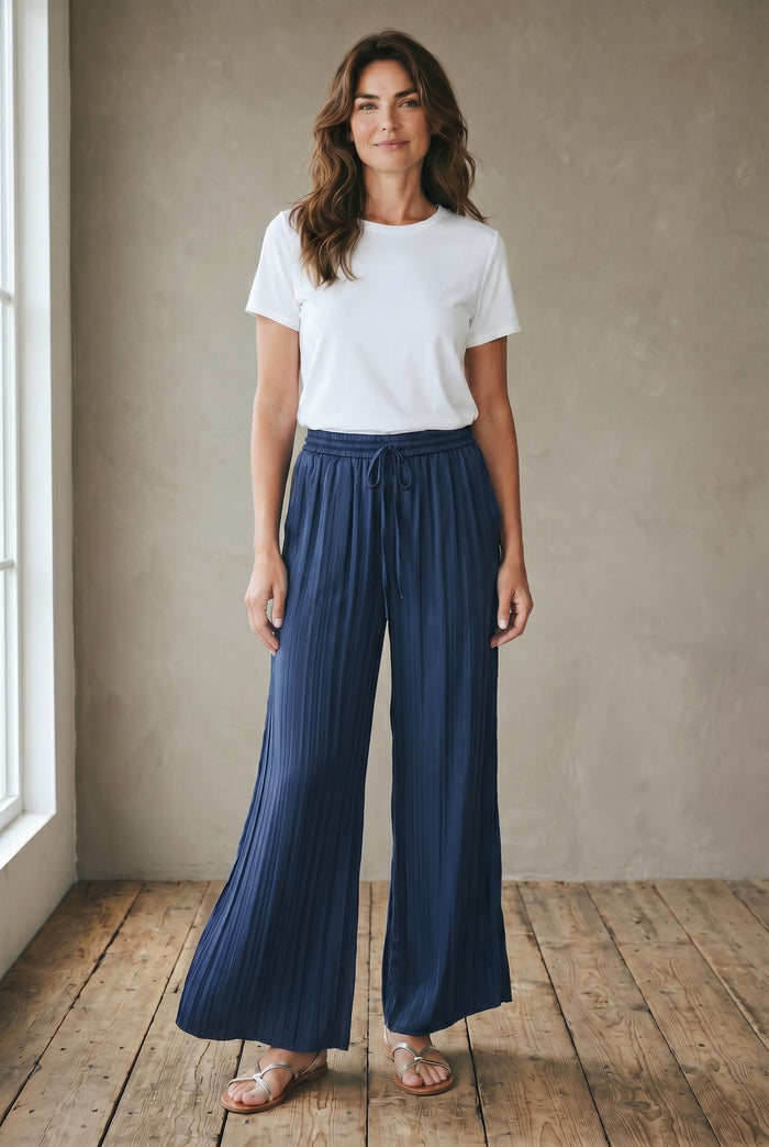 The Packable Pleated Palazzo Pant | Capri Blue