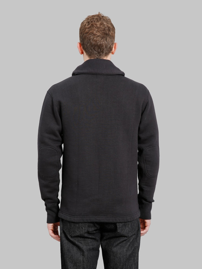 The Strike Gold Loopwheeled Shawl Collar Cardigan Black back look