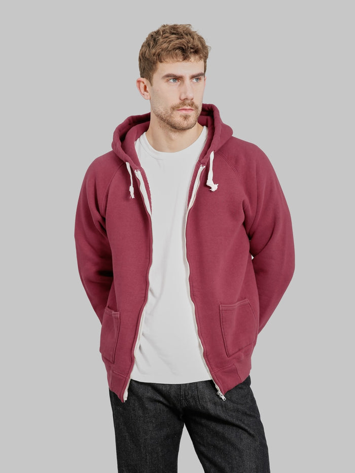 The Strike Gold  Loopwheeled Zip Hoodie Burgundy styled