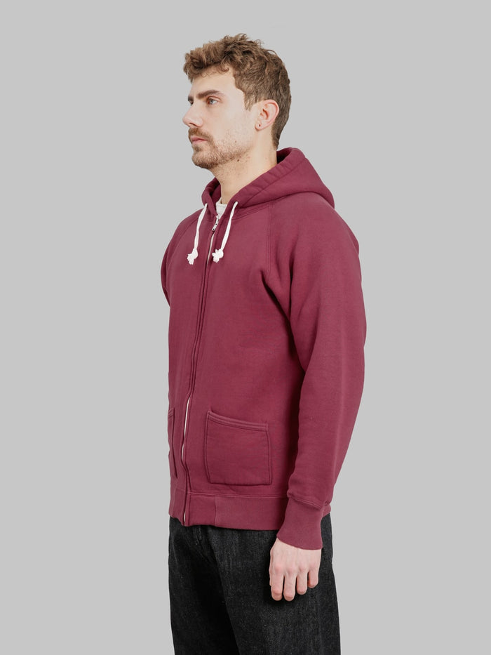 The Strike Gold  Loopwheeled Zip Hoodie Burgundy side fit