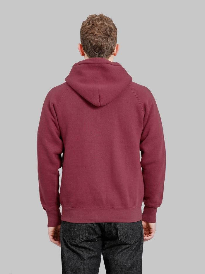 The Strike Gold  Loopwheeled Zip Hoodie Burgundy back fit