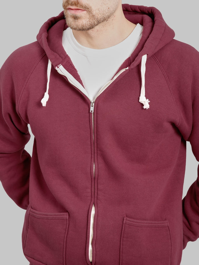 The Strike Gold  Loopwheeled Zip Hoodie Burgundy zipper