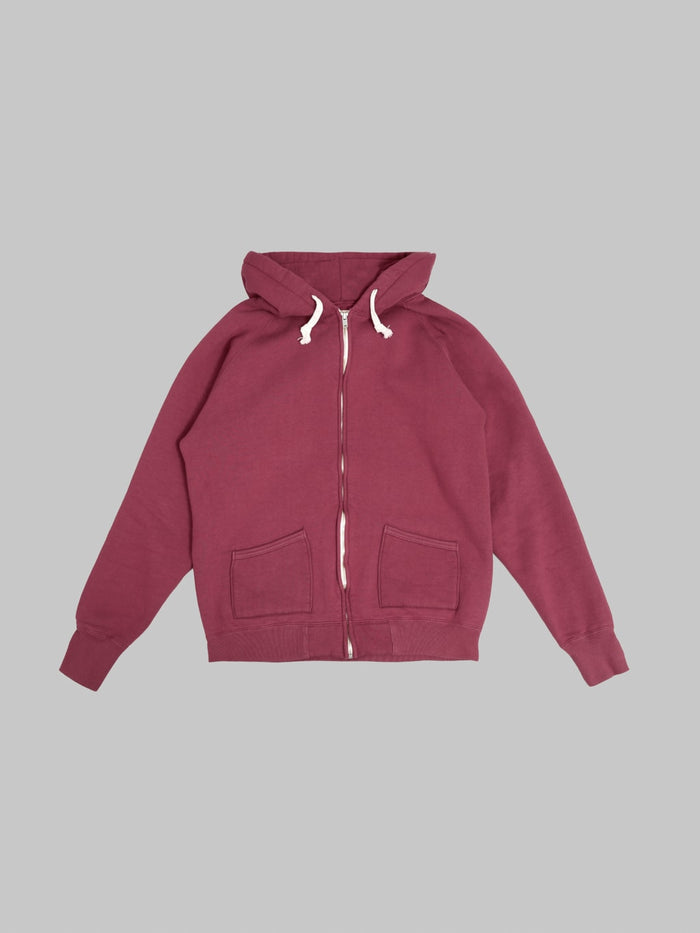The Strike Gold  Loopwheeled Zip Hoodie Burgundy front