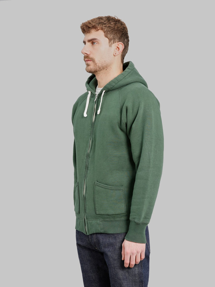 The Strike Gold  Loopwheeled Zip Hoodie Green side look