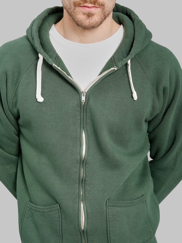 The Strike Gold  Loopwheeled Zip Hoodie Green zipper styled