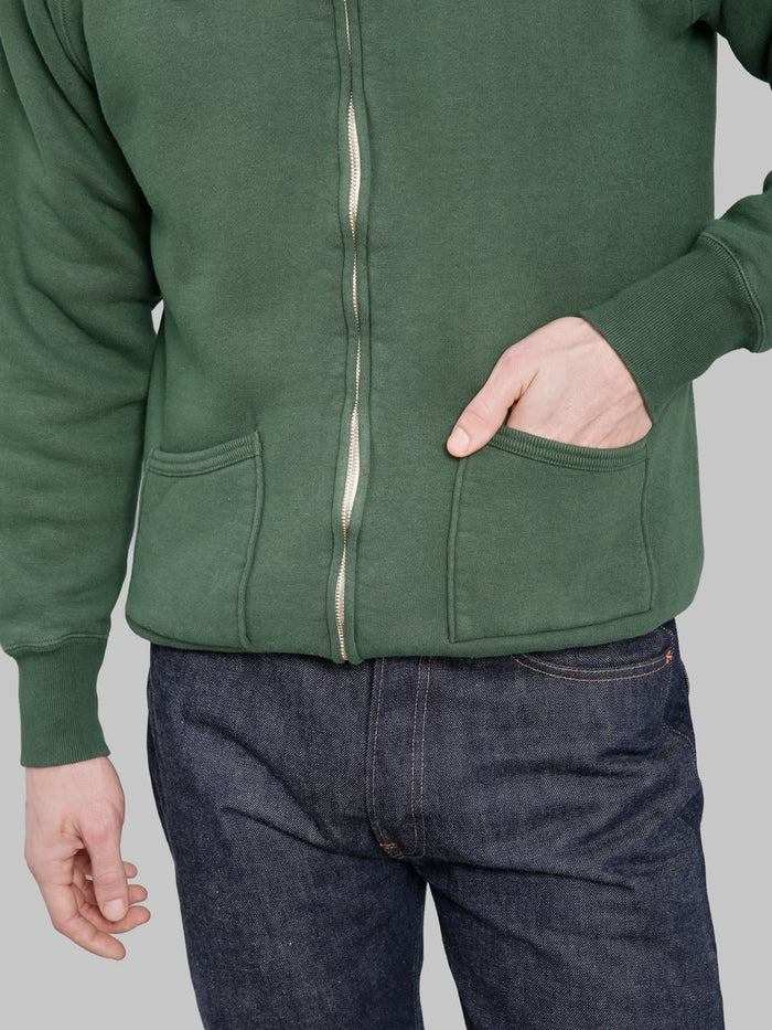 The Strike Gold  Loopwheeled Zip Hoodie Green front pocket