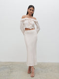 Candy Is 5'6" & Wears Size UK 8|Tiffany Midaxi Skirt - Pale Blush