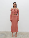 Candy Is 5'6" & Wears Size UK 8|Tiffany Midaxi Skirt - Terracotta