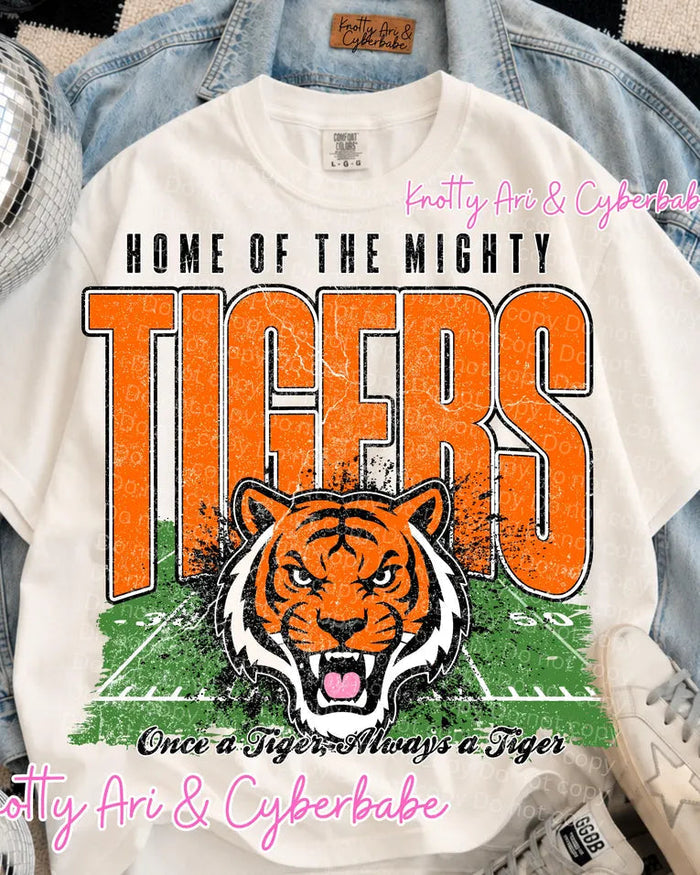 Tigers Home of the Mighty TShirt with vintage football design