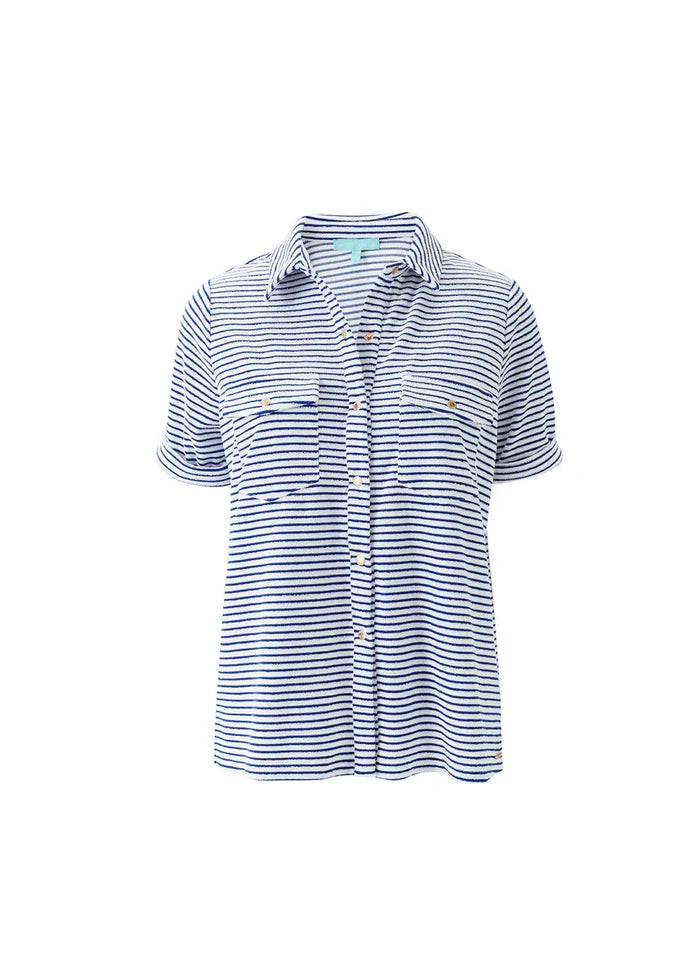 Shirts Melissa Odabash Tori Terry Shirt Navy Stripe Apoella