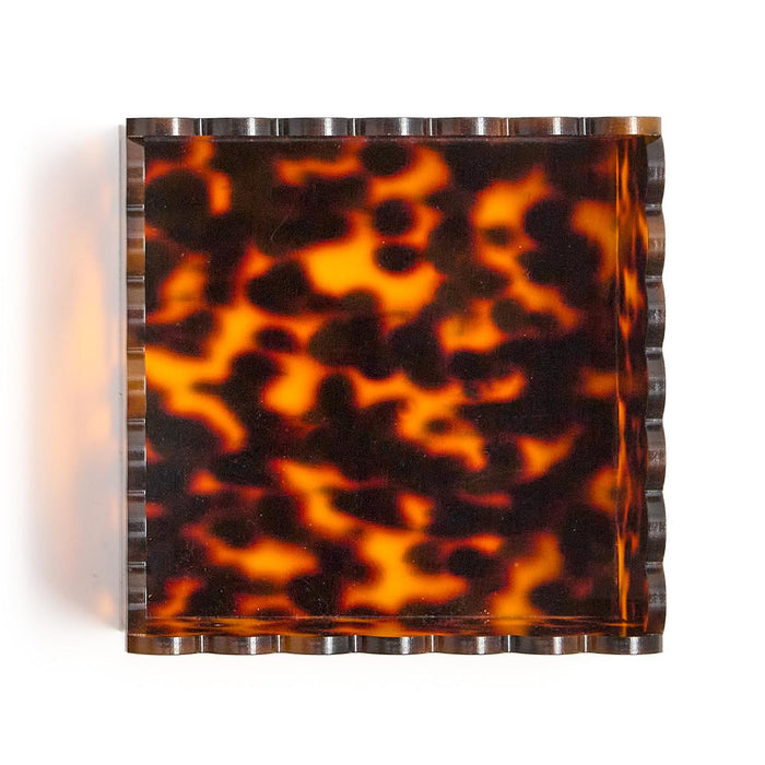 Tortoise Print Scalloped Edge Acrylic Cocktail Napkin Holder