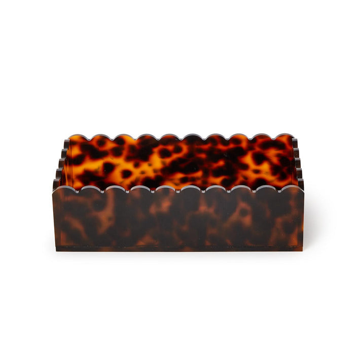 Tortoise Print Scalloped Edge Acrylic Guest Napkin Holder