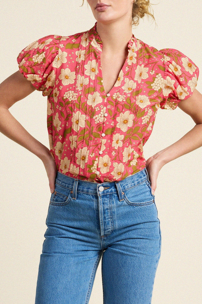 Trovata - Luna Blouse in Rancho Rose - Kalifornia Jean Bar