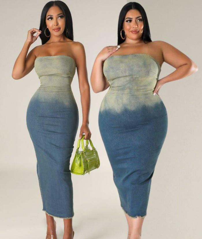 Tube Denim Ombre Dress image 1