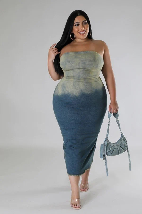Tube Denim Ombre Dress image 3