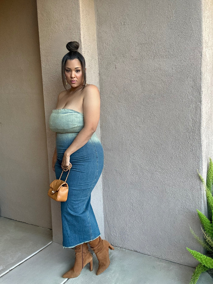 Tube Denim Ombre Dress image 5