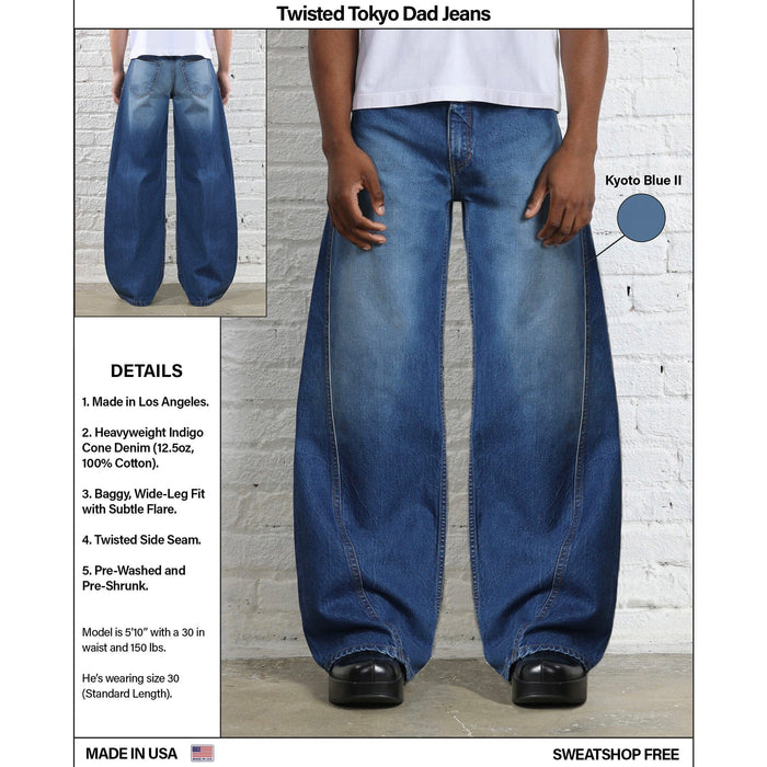Twisted Tokyo Dad Jeans | Baggy, Wide-Leg Kyoto Blue II