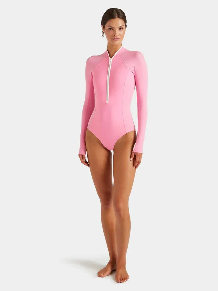 One-Piece Hunza G Tyra Zipper Surfsuit Upf 50+ Bubblegum Apoella