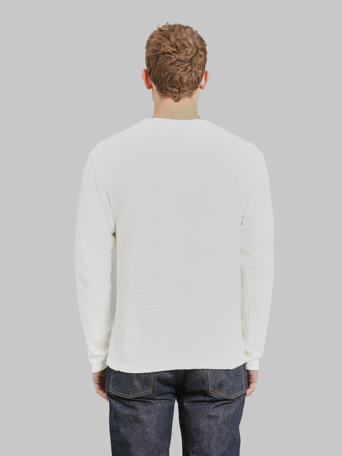 UES 100% Linen Long Sleeve T-Shirt White back look